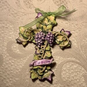 Cross with Grapes and Ribbon